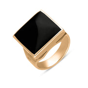 18ct Rose Gold Whitby Jet King's Coronation Hallmark Small Square Ring  R603 CFH