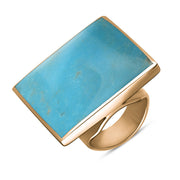 18ct Rose Gold Turquoise King's Coronation Hallmark Large Square Ring R605 CFH