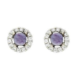 18ct White Gold 0.10ct Diamond Blue John Round Stud Earrings, E1997.