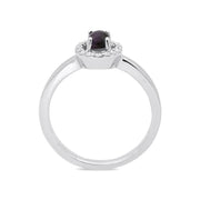 18ct White Gold Blue John 0.12ct Diamond Cluster Ring, R1157.