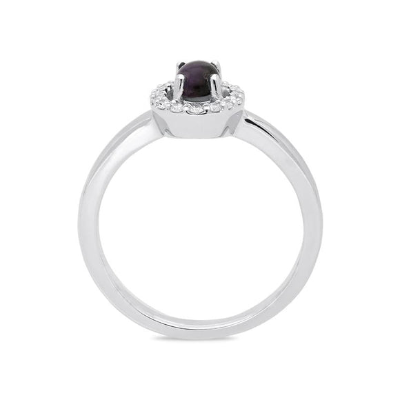 18ct White Gold Blue John 0.12ct Diamond Cluster Ring, R1157.