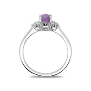 18ct White Gold Blue John 0.16ct Diamond Round Claw Set Ring. R1008.