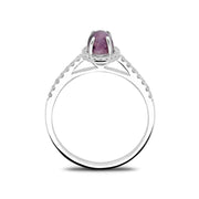 18ct White Gold Blue John 0.24ct Diamond Oval Ring. R1109.