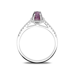 18ct White Gold Blue John 0.24ct Diamond Oval Ring. R1109.