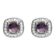 18ct White Gold Blue John 0.24ct Diamond Stud Earrings E2254