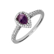 18ct White Gold Blue John Diamond Pear Shoulder Ring