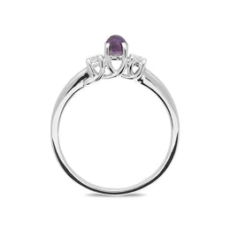 18ct White Gold Blue John Diamond Trilogy Ring, R1111.