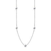 18ct White Gold Blue John Fleur De Lis Link Disc Chain Necklace, N747.