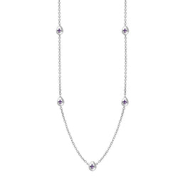 18ct White Gold Blue John Fleur De Lis Link Disc Chain Necklace, N747.