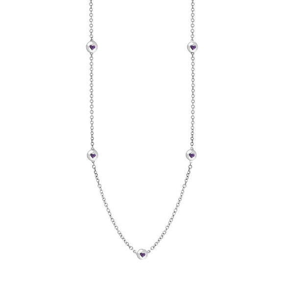 18ct White Gold Blue John Heart Link Disc Chain Necklace