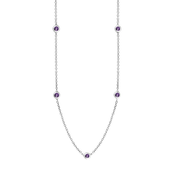 18ct White Gold Blue John Heart Link Disc Chain Necklace, N746.