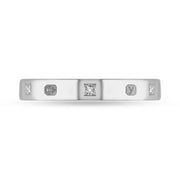 18ct White Gold Diamond King's Coronation Hallmark Princess Cut 3mm Ring 3MM