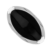 18ct White Gold Whitby Jet King's Coronation Hallmark Large Oval Ring  R013 CFH