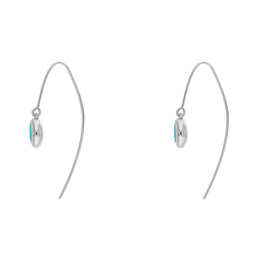 18ct White Gold Turquoise Heart Disc Drop Earrings, E1372.