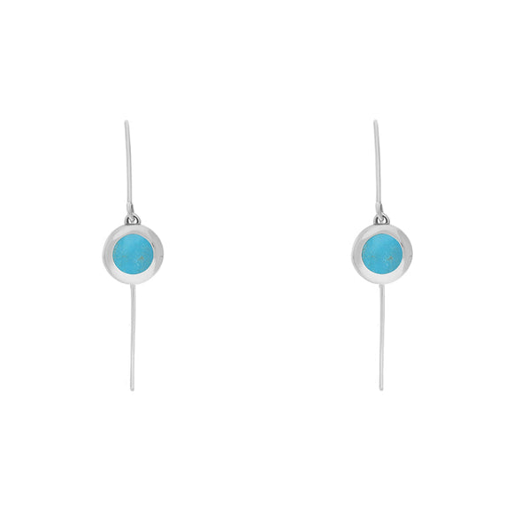 18ct White Gold Turquoise Heart Disc Drop Earrings, E1372.