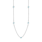 18ct White Gold Turquoise Heart Link Disc Chain Necklace, N746.