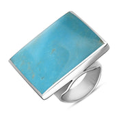 18ct White Gold Turquoise King's Coronation Hallmark Large Square Ring R605 CFH