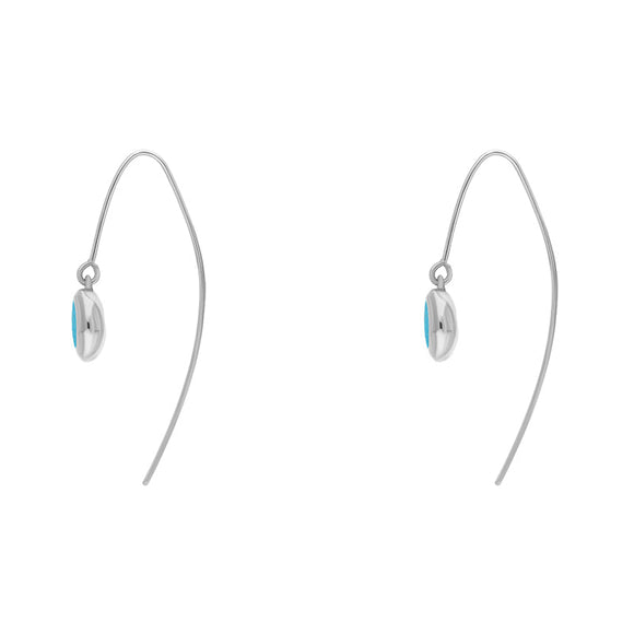 18ct White Gold Turquoise Star Disc Drop Earrings, E1371.