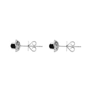 18ct White Gold Whitby Jet 0.21ct Diamond Square Stud Earrings, E2416.