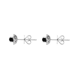 18ct White Gold Whitby Jet 0.21ct Diamond Square Stud Earrings, E2416.
