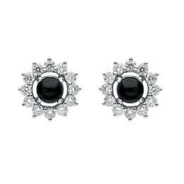 18ct White Gold Whitby Jet 0.65ct Diamond Round Stud Earrings E1993