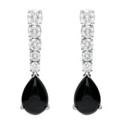18ct White Gold Whitby Jet 2.29ct Diamond Tear Drop Earrings, KRG-061.