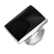 18ct White Gold Whitby Jet King's Coronation Hallmark Large Square Ring  R605 CFH