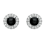 18ct White Gold Whitby Jet and Diamond Round Stud Earrings. E1994. 