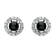 18ct White Gold Whitby Jet Diamond Round Stud Earrings