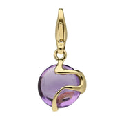 18ct Yellow Gold Amethyst Small Wave Design Charm