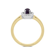 18ct Yellow Gold Blue John 0.12ct Diamond Cluster Ring, R1157.
