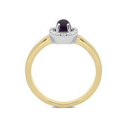 18ct Yellow Gold Blue John 0.12ct Diamond Cluster Ring, R1157.