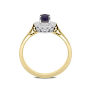 18ct Yellow Gold Blue John 0.16ct Diamond Milgrain Cluster Ring, R1148.