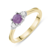 18ct Yellow Gold Blue John 0.16ct Diamond Round Claw Set Ring. R1008.