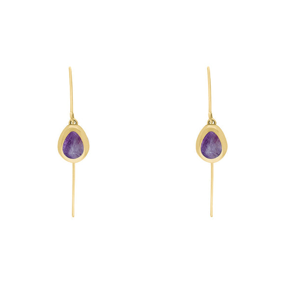 18ct Yellow Gold Blue John Cross Disc Drop Earrings