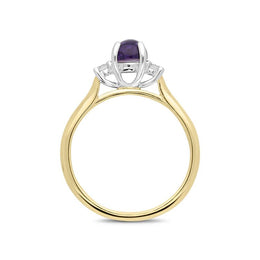 18ct Yellow Gold Blue John Diamond Round Claw Set Ring. R1112.