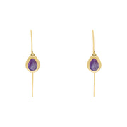 18ct Yellow Gold Blue John Fleur De Lis Disc Drop Earrings