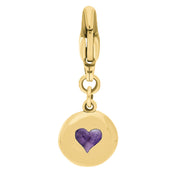18ct Yellow Gold Blue John Round Shaped Heart Clip Charm, G665.
