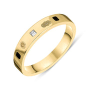 18ct Yellow Gold Diamond Jet King's Coronation Hallmark Princess Cut 4mm Ring R119_4 CFH