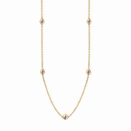 18ct Yellow Gold Blue John Fleur De Lis Link Disc Chain Necklace, N747.