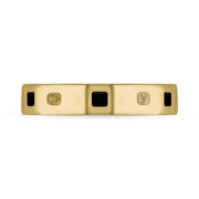 18ct Yellow Gold Jet King's Coronation Hallmark Princess Cut 4mm Ring R199_4 CFH