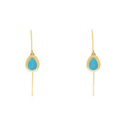 18ct Yellow Gold Turquoise Cross Disc Drop Earrings