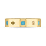 18ct Yellow Gold Turquoise King's Coronation Hallmark Princess Cut 5mm Ring R1199_5 CFH