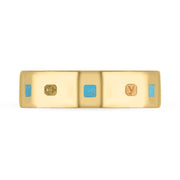 18ct Yellow Gold Turquoise King's Coronation Hallmark Princess Cut 6mm Ring R1199_6 CFH