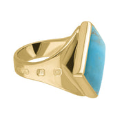 18ct Yellow Gold Turquoise King's Coronation Hallmark Small Rhombus Ring 
