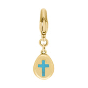 18ct Yellow Gold Turquoise Pear Shaped Cross Clip Charm, G664.