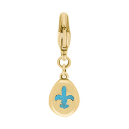 18ct Yellow Gold Turquoise Pear Shaped Fleur De Lis Clip Charm