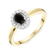 18ct Yellow Gold Whitby Jet 0.12ct Diamond Cluster Ring R883