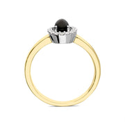 18ct Yellow Gold Whitby Jet 0.12ct Diamond Cluster Ring R883