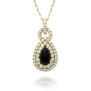 18ct Yellow Gold Whitby Jet 0.96ct Diamond Edge Pear Necklace KRG143 